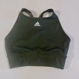 Adidas Women’s Sports Bra Ribbed Green Wireless Pullover Racerback Size Small